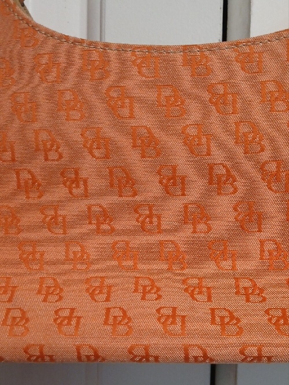 Dooney & Bourke Orange Monogram Shoulder Bag with Tan Strap - Picture 2 of 5
